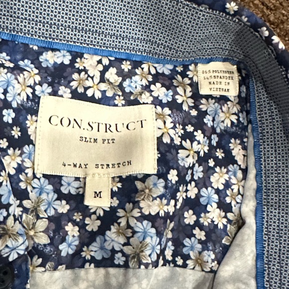EUC CON.STRUCT 4 way mens Floral Slim Fit Polo shirt sleeve shirt M - Picture 2 of 3